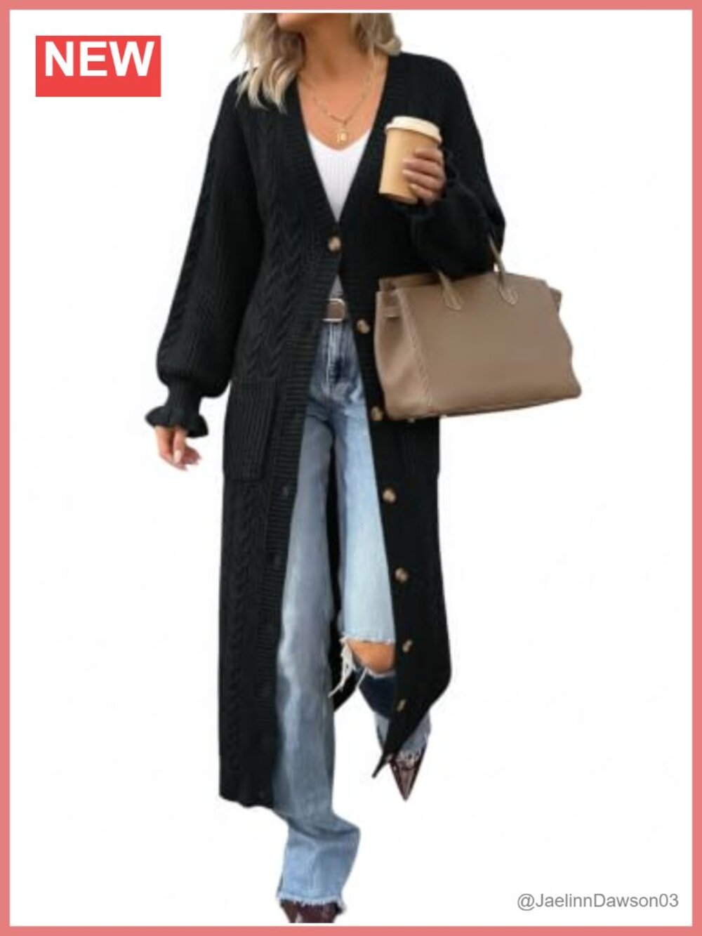 Womens Chunky Knit Long Duster Cardigan Maxi Sweater